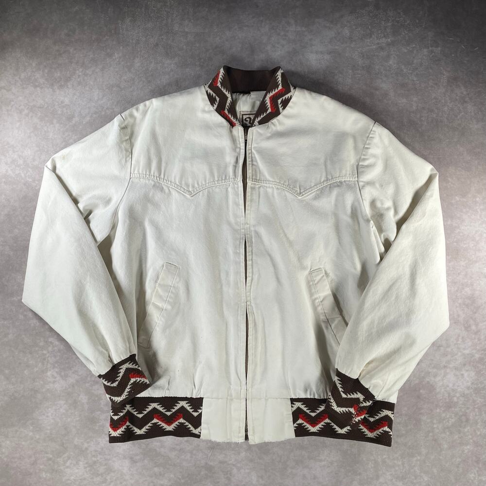 90’s Walls Western Aztec Pattern Santa Fe Full Zip Cream Tone Jacked